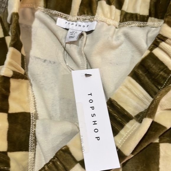 Topshop velour checkered pants ( sz 2) - Picture 2 of 7